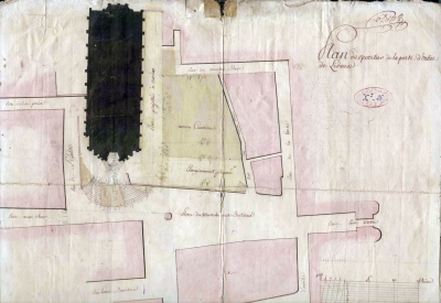Damier (verso) : Plan du quartier de la Porte d'Orbec à Lisieux (ca1810)