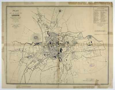 Plan de la Ville de Lisieux dressé d'après le cadastre et d'après les Plans d'annexion prononcée par décret du 24 Mars 1875. - Lisieux : Imprimerie & Lithographie Lajoye-Tissot, [ca1880]