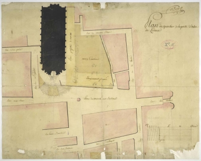Lisieux, porte d'Orbec (plan, ca 1800)