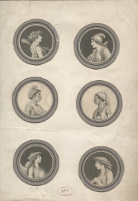 Planche de six portraits en médaillons