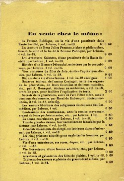 Les Amours secrètes des Grisettes - 1828 [4e de couv.]