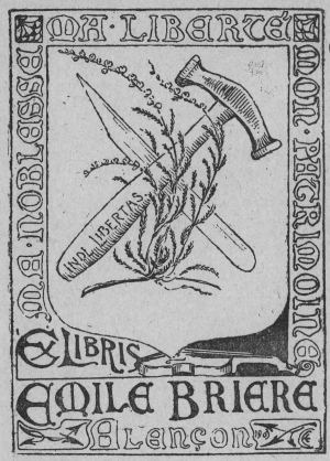 Ex libris d'Emile Brière dessiné par Charles Eldred