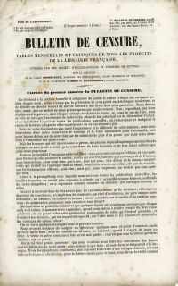 Bulletin de censure, prospectus (1843)
