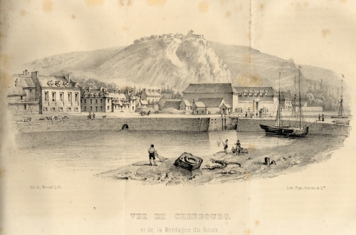 Vue de Cherbourg et de la montagne du Roule.