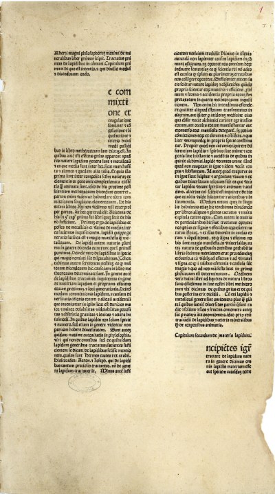De mineralibus / Albertus Magnus [St Albert le Grand (1193-1280)].- Padua [Padoue] : Petrus Maufer pour Antonius de Albricis, 1476.