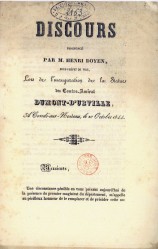 Discours prononcés lors de l'inauguration de la statue du Contre-Amiral Dumont-d'Urville, à Condé-sur-Noireau, le 20 octobre 1844