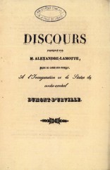 Discours prononcés lors de l'inauguration de la statue du Contre-Amiral Dumont-d'Urville, à Condé-sur-Noireau, le 20 octobre 1844