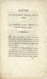 Lettre de Pierre Leroux cultivateur et électeur libéral (1824)