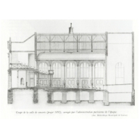 Coupe de la salle de concerts (projet 1892), corrigée par l'administration parisienne de l'époque