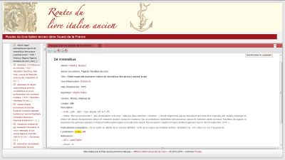 Copie de sa fiche dans la base Routes du livre italien ancien de l'Université de Caen
