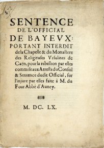 Sentence de l'Official de Bayeux - 1660