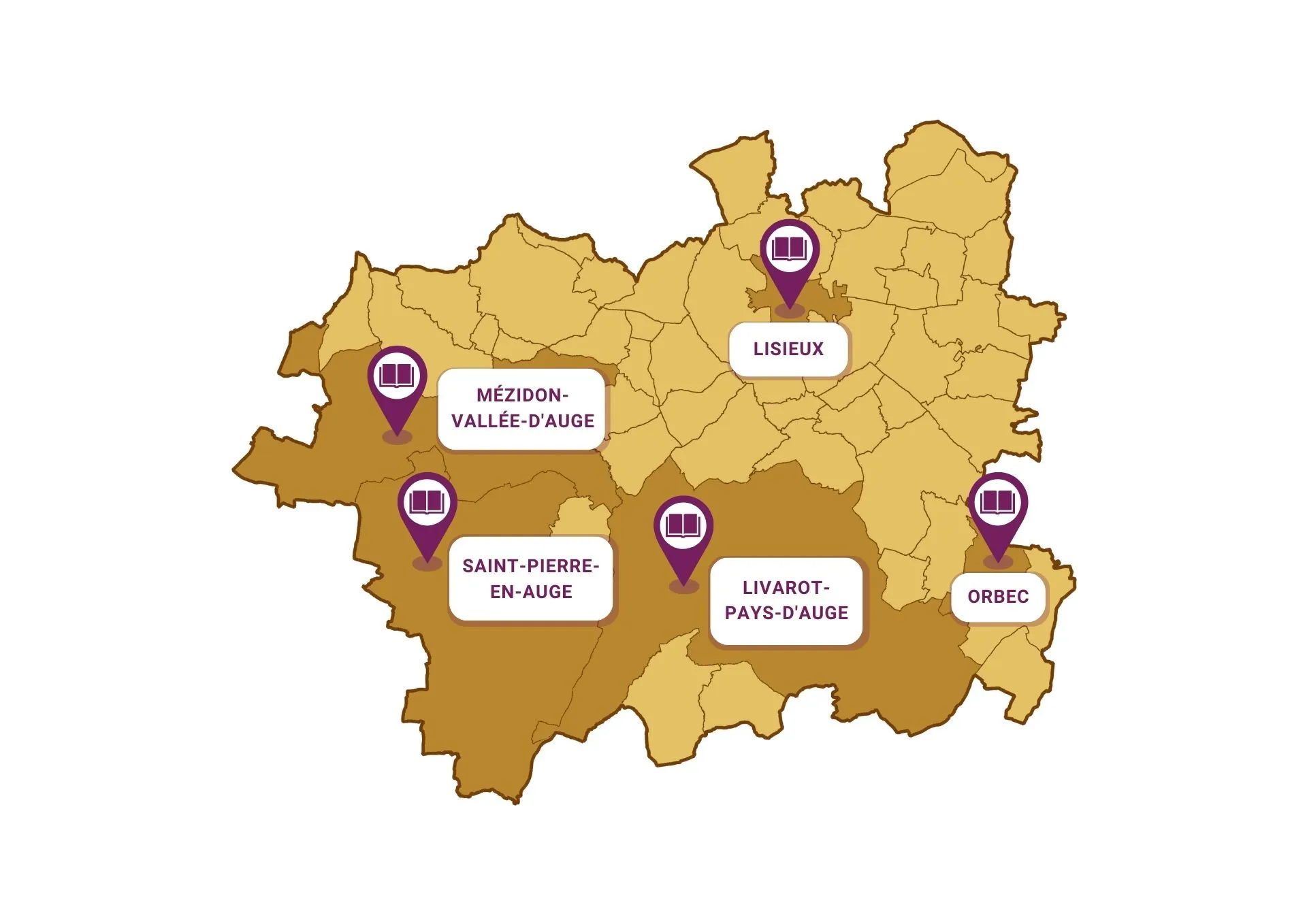 Carte des bibliotheques de l'agglomération Lisieux Normandie
